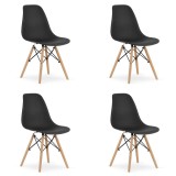 Set 4 scaune stil scandinav, Artool, Osaka, PP, lemn, negru si natur, 46x54x81 cm, Leobert