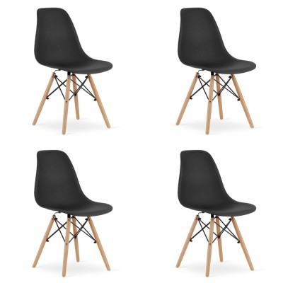 Set 4 scaune stil scandinav, Artool, Osaka, PP, lemn, negru si natur, 46x54x81 cm foto