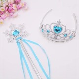 Set Elsa Frozen: Peruca, Bagheta Magica &amp; Diadema - Costum Printesa, Halloween, Carnaval, Petreceri - IdeallStore - Fete 4-12 Ani