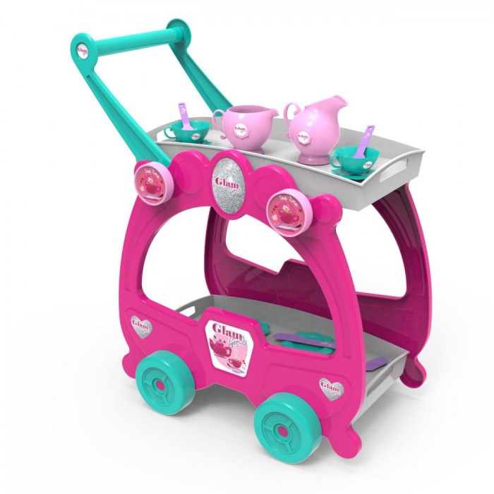 Set Servire Ceai și Cafea, Bidlo, 40 cm, Fucsia și Verde Marin, 42 Piese