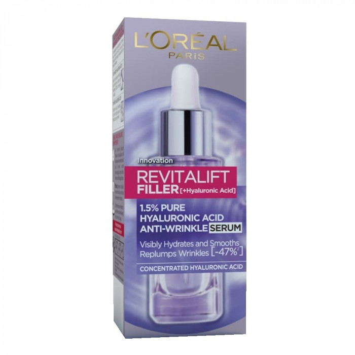 Serum Antirid cu 1.5% Acid Hialuronic Pur, L&rsquo;Oreal Paris Revitalift Filler, 30 ml, Ser Antirid, Serum cu Acid Hialuronic, Ser Revitalift Filler, Serum