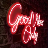 Cumpara ieftin Decoratiune luminoasa LED de perete Good Vibes Only 2 Rosu 37x62x2 cm