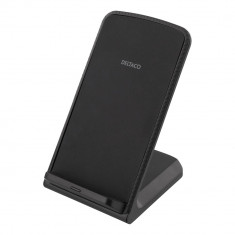 Incarcator wireless fast charge stand 10W DELTACO, Qi 1.2.4, negru foto