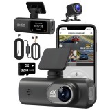 Camera de bord DVR V22 QOVU&reg;, 4K Fata 2K Spate, WiFi &amp; Aplicatie dedicata, Camp vizual ultra-larg de 170&deg;, Capacitate 128GB, Inregistrare in bucla &amp; S