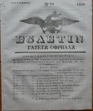 Ziarul Buletin, gazeta oficiala a Principatului Valahiei, nr. 71, 1839