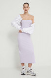 Tommy Jeans rochie culoarea violet, mini, mulată DW0DW17925