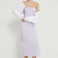 Tommy Jeans rochie culoarea violet, mini, mulată DW0DW17925