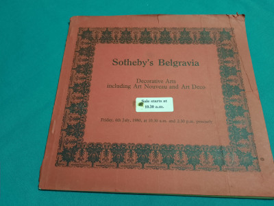 SOTHESBY&amp;#039;S BELGRAVIA / CATALOG LICITAȚIE OBIECTE DECORATIVE, ART NOUVEAU/1980 foto