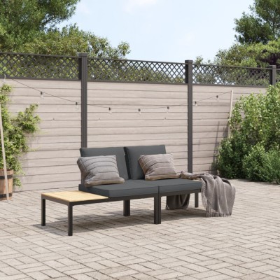 Gossi set canapea de gradina, 2 piese, cu perne, negru, aluminiu foto