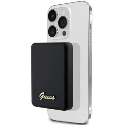 Guess MagSafe Metal Script Logo inducție powerbank 15W 5000mAh negru foto