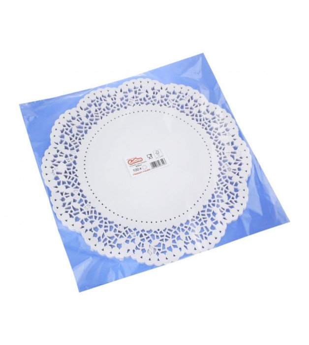 Set 100 de hartie dantelata alba, pentru platouri, rotunde , 36 cm