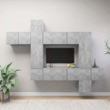 VidaXL Set de dulapuri TV, 10 piese, gri beton, lemn prelucrat