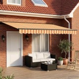 VidaXL Cort electric retractabil 4x3m Galben Portocaliu Aluminiu Poliester Telecomanda Exterior