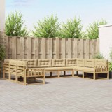 vidaXL Set Canapele Gradina Exterior Pliabil Lemn Acacia Alb Bej Piele 9 Piese