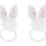 Elastice de Par pentru Copii cu Urechi de Iepure și Pompon Holografic, CMCLASS
