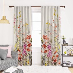 Draperie dim-out model floral cu rejansa transparenta cu ate pentru galerie, Madison, 150x210 cm, densitate 700 g/ml, Liatris Gladiolus, 1 buc