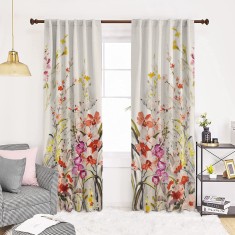 Draperie dim-out model floral cu rejansa transparenta cu ate pentru galerie, Madison, 150x255 cm, densitate 700 g/ml, Liatris Gladiolus, 1 buc