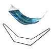 Hamac cu Suport Otel Strend Pro, Bumbac, 200x100 cm, 100 kg, Verde/Albastru