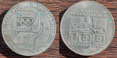 (A56) MONEDA DIN ARGINT AUSTRIA - 100 SCHILLING 1976,JOCURILE OLIMPICE INNSBRUCK foto