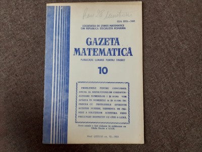 GAZETA MATEMATICA NR 10/1981 foto