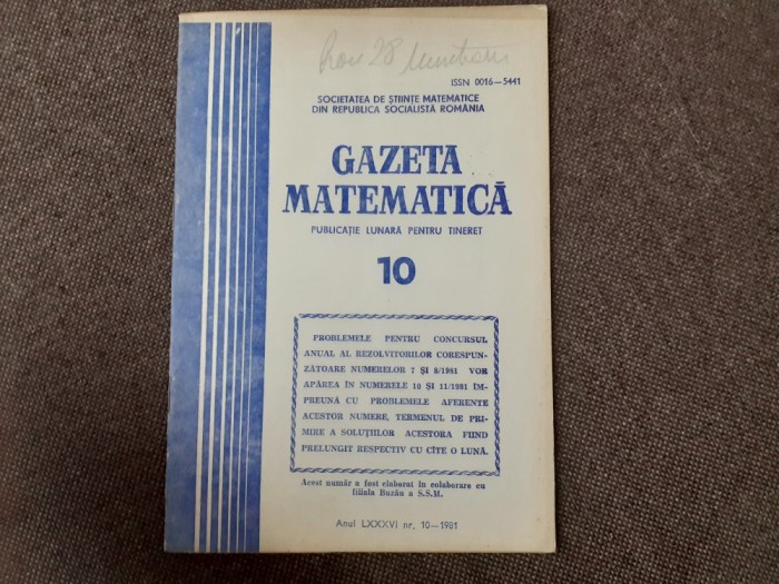 GAZETA MATEMATICA NR 10/1981
