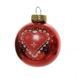 Cumpara ieftin Glob decorativ - Bauble Glass Christmas Red - Heart - Rosu / Inima | Kaemingk