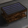 Gossi masuta de cafea cu led infinity, stejar fumuriu, 70x50x38 cm