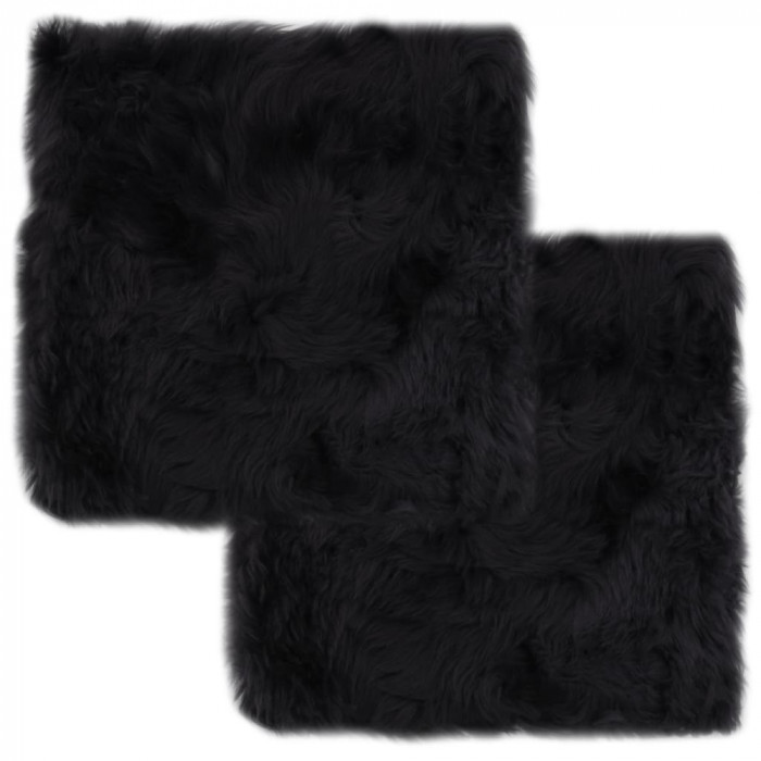 Gossi pernute scaun 2 buc, gri inchis, 40x40 cm, piele oaie naturala