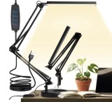 Lampa de birou LED USB reglabilă Izoxis &ndash; 3 culori și 10 niveluri de luminozitate &ndash; clemă sau suport &ndash; pentru studiu, lucru și citit