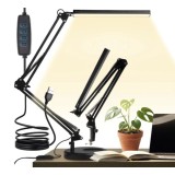Lampă de birou LED Izoxis cu alimentare USB, 3 moduri de culoare, 10 trepte de luminozitate, montare cu clemă sau suport