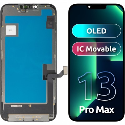 Display cu Touchscreen GX pentru Apple iPhone 13 Pro Max, cu Rama, Versiune OLED IC Movable, Negru foto