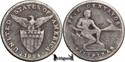 1934 M 5 Centavos - Filipine foto