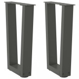 Picioare pentru măsuță de cafea &icirc;n formă de V, 2 buc., antracit, 38x(42-43,3) cm, oțel
