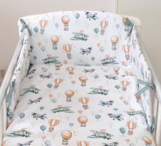 Set lenjerie din bumbac cu protectie laterala pentru pat bebe 120 x 60 cm, Veselie, Amy foto