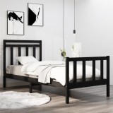 VidaXL Cadru de pat Small Single 2FT6, negru, 75x190 cm, lemn masiv