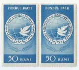 Romania, Lot 1052 cu 2 timbre fiscale de ajutor, pereche, 1959, NG