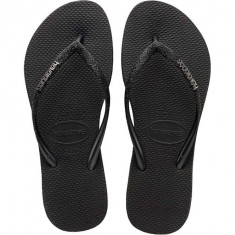 Havaianas slapi SLIM SPARKLE II femei, culoarea negru, cu toc plat, 4146093.0090