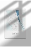 Poster Canvas cu Harta Orașului Bacau - Rom&acirc;nia &ndash; Print Digital Ne&icirc;nramat | A3 (29.7 x 42 cm)
