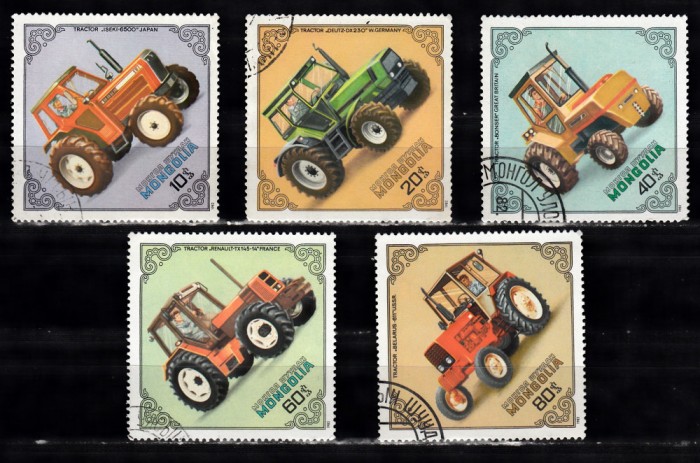 A12 S1 5 - Timbre foarte vechi - Mongolia - tractoare
