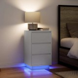 vidaXL Noptiera cu lumini LED alb 38x34x65 cm