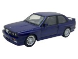 Macheta BMW E30 M3 albastru ursulet 1:24 cu sunet, lumini, pornire pe volan, resort