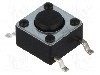 Microintrerupator, 6x6mm, OFF-(ON), SPST-NO, SCHURTER - 1301.9314