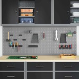 vidaXL Plăci de Agățat - Pachet de 3 cu 15 accesorii, Gri, 50x60 cm, Oțel