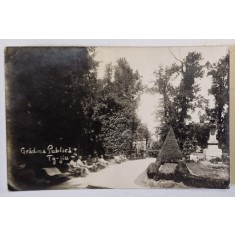 TARGU JIU , GRADINA PUBLICA , FOTOGRAFIE TIP CARTE POSTALA , 1931