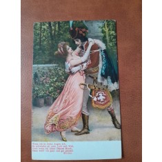 Carte postala, dans in doi, inceput de secol XX