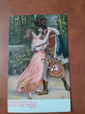 Carte postala, dans in doi, inceput de secol XX foto