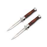 Cumpara ieftin Set 2 Bricege tip Stiletto, deschidere manuala, lungime 33 cm, lama metalica, maro, lemn