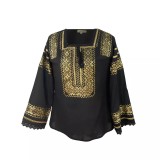 Cumpara ieftin Bluza Tip Ie Neagra cu Motiv Geometric Auriu - BMG05