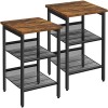VASAGLE Set de 2 noptiere, cu cadru metalic, blat MDF, rafturi reglabile, 40x40x50cm, maro rustic Household NewTrend