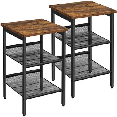 VASAGLE Set de 2 noptiere, cu cadru metalic, blat MDF, rafturi reglabile, 40x40x50cm, maro rustic Household NewTrend foto